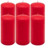 Nexos Set de lumânări pilon, 15 cm, Ø 7, 5 cm, roșu, 6 bucăți (DK47123_SL06)