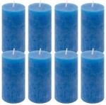 Nexos Set de lumânări rustice, 10 cm, Ø 5 cm, albastru, 8 buc (DK47305_SL08)
