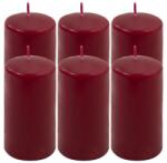 Nexos Set de lumânări pilon, 11, 5 cm, Ø 6 cm, vișiniu, 6 bucăți (DK47114_SL06)