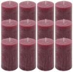 Nexos Set de lumânări rustice, 11, 5 cm, Ø 6, 8 cm, burgundy, 12 buc (DK47322_SL12)