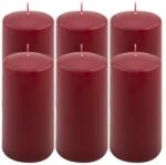 Nexos Set de lumânări tip pilon, 15 cm, Ø 7, 5 cm, burgundy, 6 buc (DK47124_SL06)