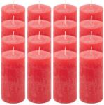 Nexos Set de lumânări rustice, 10 cm, Ø 5 cm, roșu, 16 buc (DK47303_SL16)