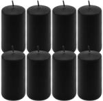 Nexos Set de lumânări cilindrice, 10 cm, Ø 5 cm, negru, 8 buc (DK47108_SL08)