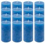 Nexos Set de lumânări rustice, 10 cm, Ø 5 cm, albastru, 16 buc (DK47305_SL16)