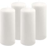 Nexos Set de lumânări tip pilon, 25 cm, Ø 10 cm, alb, 4 buc (DK47140_SL04)