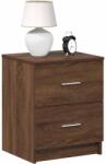 vidaXL 2 db barna tölgy színű éjjeliszekrény 2 fiókkal 40x36x50 cm (858798)