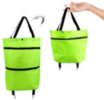 Flippy Geanta Pliabila, Flippy, 2 in 1, Carucior cu Roti, pentru Cumparaturi, 19 l, Verde, Plastic, 39 x 46 x 12 cm (teo-126377)