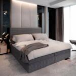  Pat tapițat boxspring ISPIRA 140x200 cm gri Saltele: Saltea cu arcuri Bonell