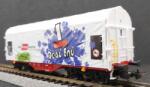 Piko 58982 Eltolható oldalfalú ponyváskocsi, Shimmns, Rail Cargo Austria VI, graffitivel, 3. pályaszám (4015615589822)