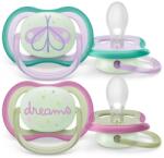 Philips Ultra Air Nighttime szilikon játszócumi 0-6 hó, 2 db-os - Lila pillangó dreams