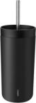 Stelton Cană termică To-Go Sip 400 ml neagră din oțel dublu cu pai (686-51)