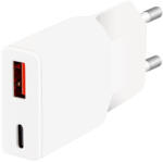 LogiLink Dual-USB GaN töltő, 1x USB-C (PD), 1x USB-A (QC), 20 W, fehér (PA0346) - dstore
