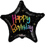 Conver ECO fólia lufi, 18"/45cm, csillag alakú, multicolor, Happy Birthday