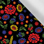 Takoy Softshell nyári rugalmas - Šariš népviselet minta - színes fekete alapon