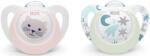 Nuk Силиконови залъгалки NUK - Star, Day/Night, 0 - 6 месеца, 2 броя, момиче (10730692_girl)