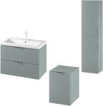 Cersanit Set dulap baie suspendat 2 sertare si lavoar inclus 80 cm, dulap baie suspendat si dulap baie tip coloana, culoare fiord mat, MDF, Cersanit Tirso (setTirsoF1)