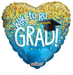  Ballagási lufi 18" 45cm Way to go grad, szív (LUFI945391)