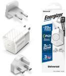 Energizer Зарядно устройство Energizer A20MU, USB-C, EU, UK, US, 20W, Бял (A20MUWH)