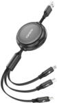 FONENG 3-in-1 Retractable Cable X113 1.1M Black (50299) - vexio