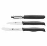ZWILLING Set cutite si decojitor Zwilling TWIN Grip 38738000, 3 piese, Otel inoxidabil 18/10, Lame cu intarire la gheata FRIODUR, Rezistente la coroziune, Argintiu / Negru (38738000)