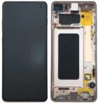 Samsung G975 Galaxy S10+, S10 Plus Előlap Keret+LCD Kijelző+Érintőüveg, Fehér, Ceramic White (GH82-18849J, GH82-18834J) Gyári, Service Pack