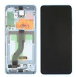 Samsung G985, G986 Galaxy S20+, S20 Plus Előlap keret+LCD Kijelző+Érintőüveg, Kék, Blue Cloud (Kamera nélküli verzió, GH82-31441D, 31442D, 31445D) Gyári, Service Pack