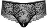 Daring Intimates Ella Crotchless Cheeky Panty Black L/XL - sexyelephant