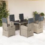 vidaXL Set mobilier de grădină cu perne, 7 piese, gri, poliratan (3212216)