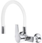 Gamma Flex, falra szerelhető mosogatócsaptelep rugalmas karral, fehér-króm, GMA-BFXS-WH (GMA-BFXS-WH)