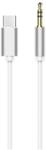 mobilePlaza HF Adapter Type-C - 3, 5mm Jack AUX Audió Kábel 1m (fehér, ezüst)