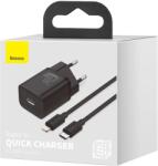 Baseus Hálózati töltő Super Si PD USB-C adapter 20w + Lightning kábel 1m (fekete)