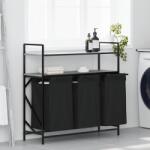 vidaXL szürke sonoma mosodai kosár 3 rekeszes polcokkal (859083) - vidaxl