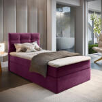  Kárpitozott boxspring ágy GLORIEN 90x200 cm bíbor Matrac: Bonell rugós matrac