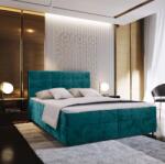  Kárpitozott boxspring ágy GLORIEN VELVET 140x200 cm türkiz Matrac: Bonell rugós matrac