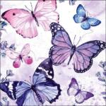 Ambiente Fluttering butterflies purple papírszalvéta 33x33cm, 20db-os