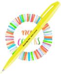 Pentel ecsettoll kalligrafikus hajlékony hegyű Brush Sign Pen - neon citromsárga (SES15C-FGX)