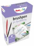 Pentel ecsettoll kalligrafikus hajlékony hegyű Brush Sign Pen útmutatóval 4 db-os - fekete, piros, kék, zöld (SES15/4-SET)