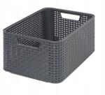 Keter Stílusos Tartós Kosár Curver Style M Tároló Rattan Kosár Sötét Szürke 18 L (STR-205845)