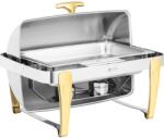 Royal Catering Chafing - GN 1/1 - arany díszítőelemek - roll-top fedél - 9 l - 2 fűtpaszta-tartó - Royal Catering (RCCD-RT22_9LG)