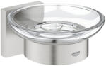 GROHE QuickFix Start Cube fali üveg szappantartó 125x56 mm, rozsdamentes acél hatású 41096DC0 (41096DC0)