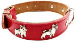 Exotic-K Zgarda Piele Naturala, cu Accesorii Bulldog, 25 mm x 55 cm, Rosu