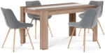 Artium Étkezőgarnitúra 1+4, asztal 138x80cm, MDF sonoma tölgy. Székek szürke szövet kárpittal, fém lábak tölgy dekorral (B140SONCT394GREY)