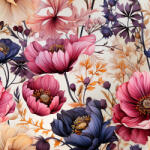 Takoy Műselyem, bársonyos fényű - sötét virágok 86 MAXI minta