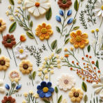 Takoy Műselyem, bársonyos fényű - hímzés utánzat világos alapon 6