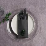 Mapelor Textilhatású evőeszköztartós szalvéta 40x32 cm 1/8 hajtású 40 lap/csomag - fekete