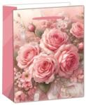 IRIS matt papírtasak rózsacsokros rózsaszín 18 x 23cm (370502) - bestbyte