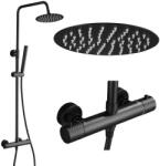 Gamma Roy Pro Zuhanyszett - Esőztetős Kerek Zuhanyfejjel és Kézizuhannyal, Matt fekete (BRyPZNT-BK) - rent-xgranit