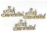  Natúr fa - "Sok szeretettel" felirat 3db/csomag - feliratként és tábladíszként