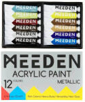  Akrilfesték készlet - MEEDEN Acrylic Paint Set, 12 Metallic Colors 12x22 ml - Metálszínek