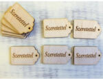 Natúr fa - "Szeretettel" gravírozott scrapbook tábla 10db/csomag - papelito